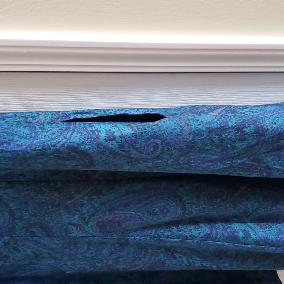 Beautiful Blue/Green Paisley V-Neck Empire Waist Fit & Flare Lands End Dress 18W - Picture 4 of 8